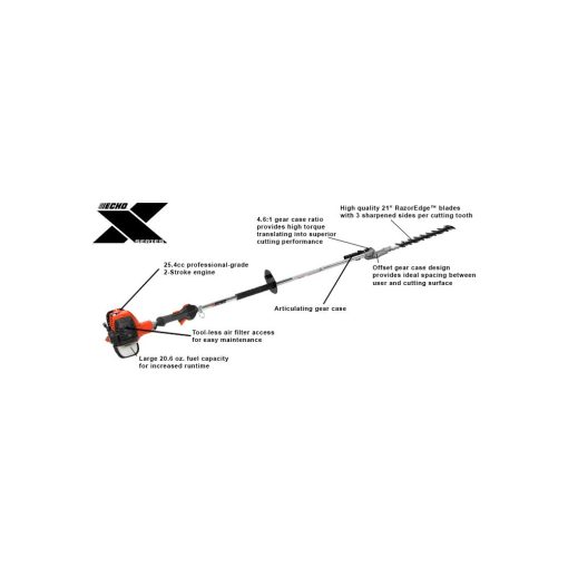 X Series 2-Stroke Gas Powered Articulating Shafted Hedge Trimmer 25.4cc - Image 4