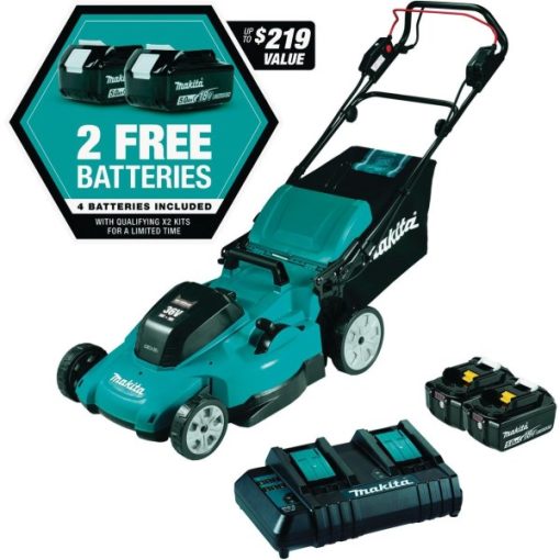 Makita 36V (18V X2) LXT 21 In. Self-Propelled  Lawn Mower Kit with 4 Batteries (5.0Ah)
