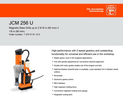 JCM 256U SLUGGER Magnetic Drill 2.5625 In. Capacity - Image 3