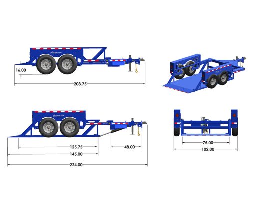 Air-tow 12' Drop Deck Flatbed Trailer 75" Deck Width - 10,000# Capacity - Image 4