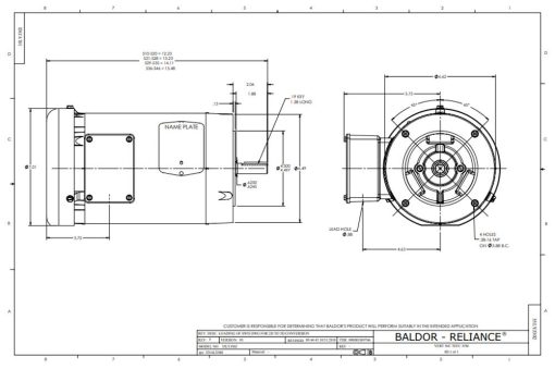 1HP 1760RPM 3PH 60HZ 56C TEFC Electric Motor - Image 3
