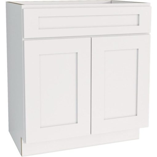 CraftMark Plymouth Shaker 30 In. W x 24 In. D x 34.5 In. H White Sink Base Kitchen Cabinet