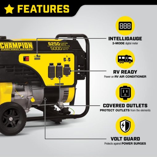 Champion 5000-Watt Portable Generator with Wheel Kit and Extension Cord - Image 5