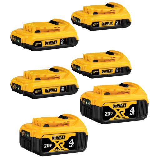 20V MAX Lithium Ion Battery 6 Pk - (4) DCB203 2Ah and (2) DCB204 4Ah Bundle