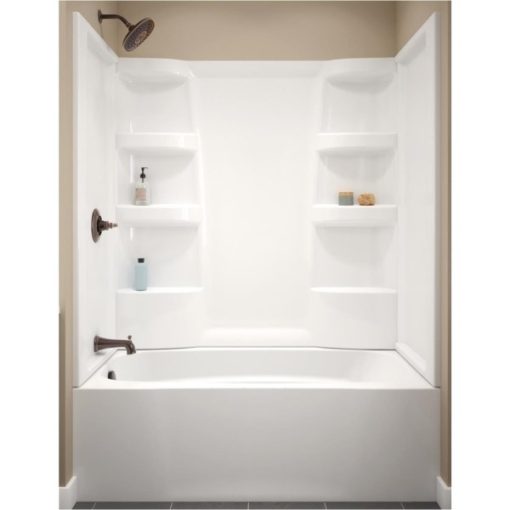 Delta Hycroft 3-Piece 60 In. L x 30 In. D (Bathtub) Tub Wall Kit in White