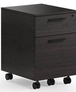 BDI Linea Charcoal Stained Ash Mobile File Pedestal