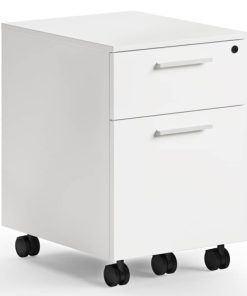 BDI Linea Satin White Mobile File Pedestal