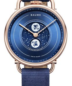Baume & Mercier Baume Moon Phase Blue Dial Cotton Strap Watch, 35mm