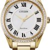 Citizen Arezzo Gold-Tone Stainless Steel Watch, White Dial, 32mm