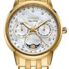 Citizen Eco-Drive Calendrier White MOP Dial Gold-Tone Stainless Steel Bracelet Watch, 37mm