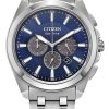 Citizen Eco-Drive Classics Chronograph Blue Dial Silver-Tone SS Bracelet Watch, 41mm