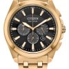 Citizen Eco-Drive Classics Chronograph Black Dial Gold-Tone SS Bracelet Watch, 41mm