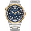 Citizen Eco-Drive Endeavor GMT Blue Dial Two-Tone Watch, 44mm