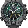 Citizen Eco-Drive Promaster Navihawk A-T Chronograph Green Dial Grey SS Bracelet Watch, 48mm