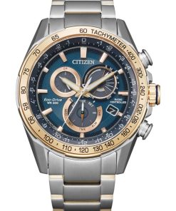 Citizen PCAT Chronograph Two-Tone Stainless Steel Bracelet Watch, Blue Dial, 43mm