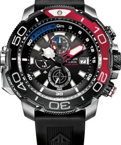Citizen Eco-Drive Promaster Aqualand Chronograph Black Dial & Polyurethane Strap Watch, 50mm