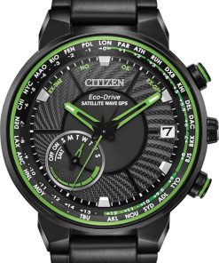 Citizen 44mm Satellite Wave GPS Freedom Black Stainless Steel Mens Watch
