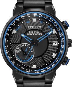 Citizen 44mm Satellite Wave GPS Freedom Black Stainless Steel Mens Watch