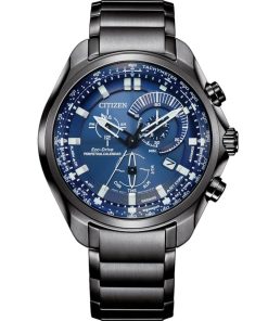 Citizen Sport Luxury Chronograph Grey Stainless Steel Watch, Blue Dial, 43mm