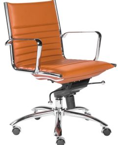 Euro Style Dirk Cognac/Chrome Low Back Office Chair