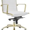 Euro Style Dirk White/Matte Gold Low Back Office Chair