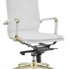 Euro Style Gunar White/Matte Brushed Gold Pro High Back Office Chair