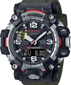 G-Shock Analog-Digital Mudmaster Gray Case w/ Red Accents Green Band Watch, 54mm