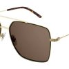 Gucci GG1053SK Caravan Sunglasses, Gold Frames, 61mm