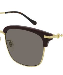 Gucci GG0918S Clubmaster Sunglasses, Burgundy/Gold Frames, 56mm