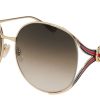 Gucci GG0225S Oversized Sunglasses, Brown Gradient Lenses, 63mm