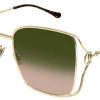 Gucci GG1020S Oversized Square Sunglasses w/ Green Gradient Lenses, 61mm