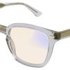 Gucci GG0184S Rectangle Grey Sunglasses w/ Photocromatic Lenses, 50mm