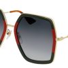 Gucci GG0106S Oversized Hexagonal Sunglasses, Gold Frames, 56mm