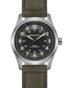 Hamilton Khaki Field Titanium Auto Black Dial Leather Strap Watch, 38mm