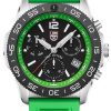 Luminox Pacific Diver Chronograph Black Dial Green Rubber Strap Diver Watch, 44mm