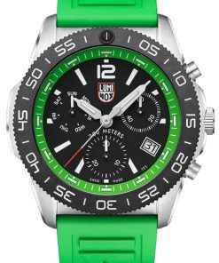 Luminox Pacific Diver Chronograph Black Dial Green Rubber Strap Diver Watch, 44mm