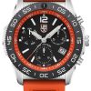 Luminox Pacific Diver Chronograph Black Dial Orange Rubber Strap Diver Watch, 44mm