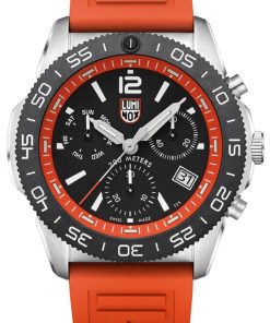 Luminox Pacific Diver Chronograph Black Dial Orange Rubber Strap Diver Watch, 44mm