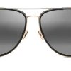 Maui Jim Fair Winds Gold With Black Matte Polarized Sunglasses, Neutral Grey Lenses, 58mm