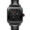 Michele Deco Sport Noir Black Zebra Print Dial Leather Strap Watch, 36mm