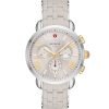 Michele Sporty Sport Sail Chronograph Wheat Sunray Dial &  Silicone-Wrapped Steel Bracelet Watch, 38mm