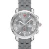 Michele Sporty Sport Sail Chronograph Slate Sunray Dial & Silicone-Wrapped Steel Bracelet Watch, 38mm