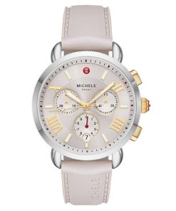 Michele Sporty Sport Sail Wheat Silicone Watch, Cream Dial, 38mm
