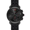 Michele Sporty Sport Sail Chronograph Noir Black Sunray Dial & Silicone-Wrapped Steel Bracelet, 38mm