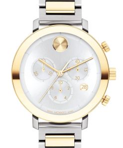 Movado BOLD Evolution Silver-Toned Metallic Dial Two-Tone Stainless Steel Bracelet Watch, 38mm