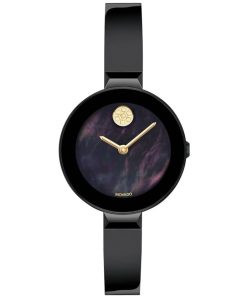 Movado BOLD Black Sunray MOP Dial & Bangle Bracelet Watch, 28mm