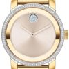 Movado BOLD Ceramic Taupe Dial Two-Tone Ion-Plated SS Link Bracelet Watch, 36mm