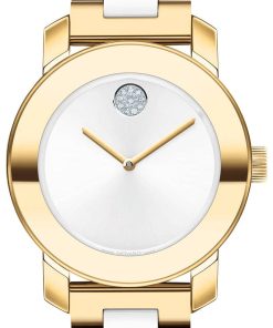 Movado BOLD Ceramic Silver Metallic Dial Two-Tone Bracelet Watch, 36mm