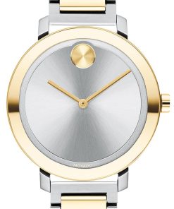 Movado BOLD Evolution Silver-Tone Metallic Dial & Two-Tone Ion-Plated Link Bracelet Watch, 34mm