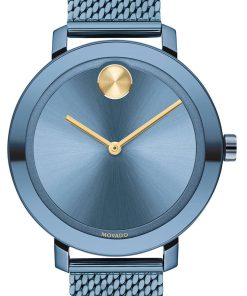 Movado BOLD Evolution Light Blue Dial & Mesh Bracelet Watch, 34mm